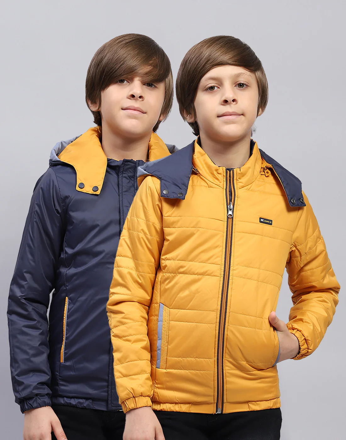 Boys Yellow Solid Hooded Full Sleeve Jacket - Image 2
