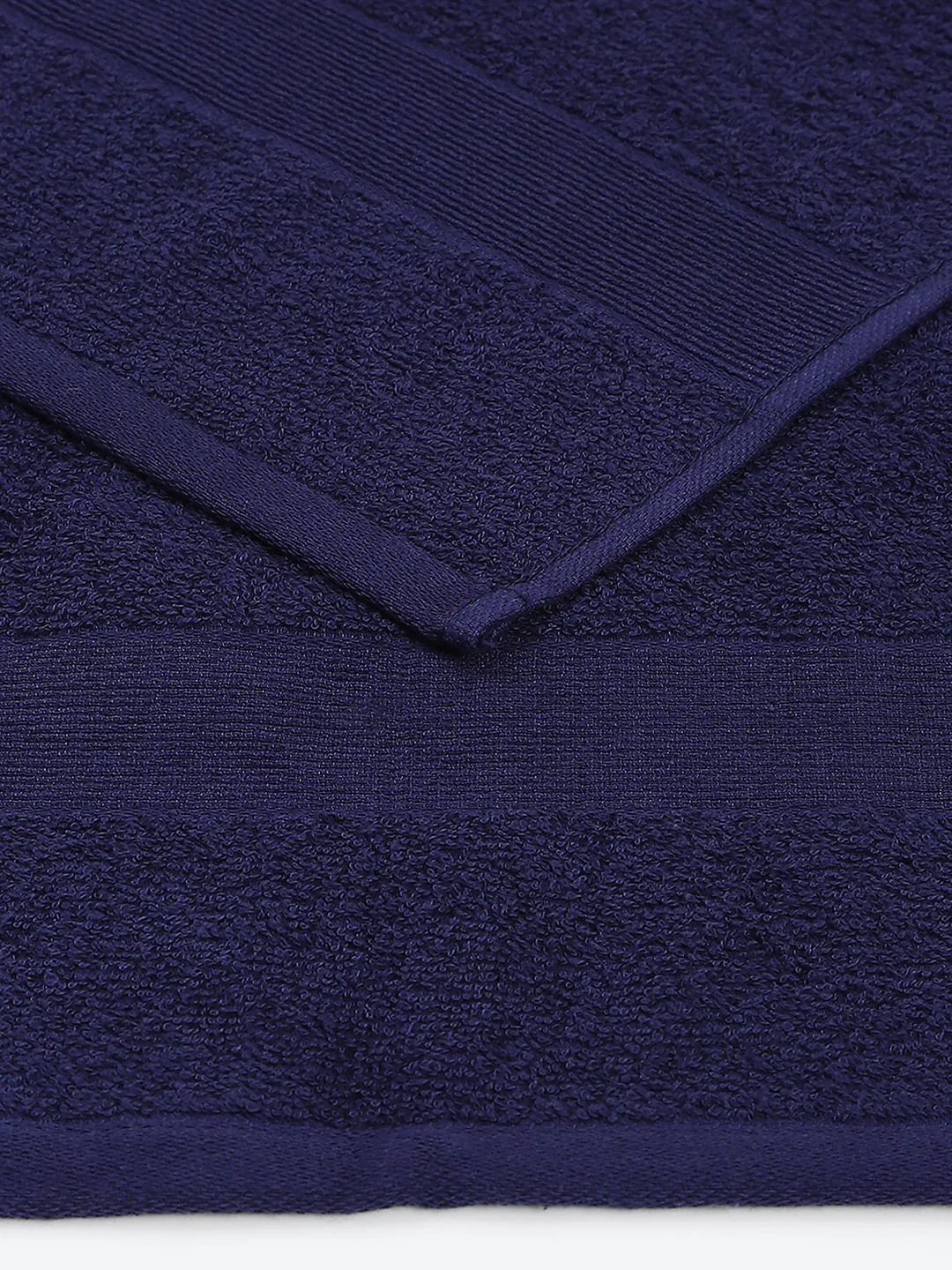 Dark Blue Cotton Solid 380 GSM Bath Towel (Albella) - Image 4