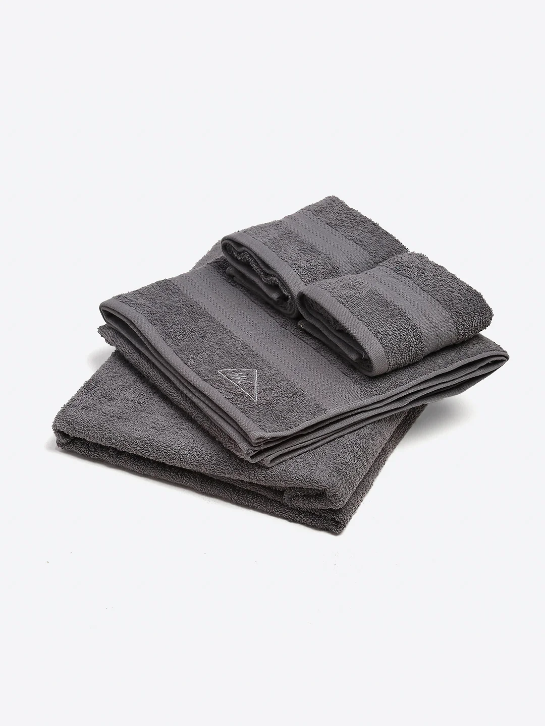 Dark Grey Cotton Solid 380 GSM 2 Bath Towel & 2 Hand Towel - Image 2