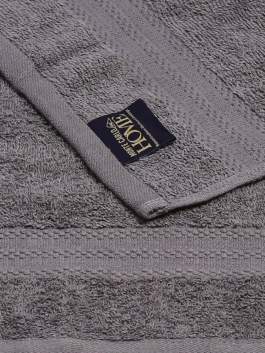 Dark Grey Cotton Solid 380 GSM 2 Bath Towel & 2 Hand Towel - Image 3