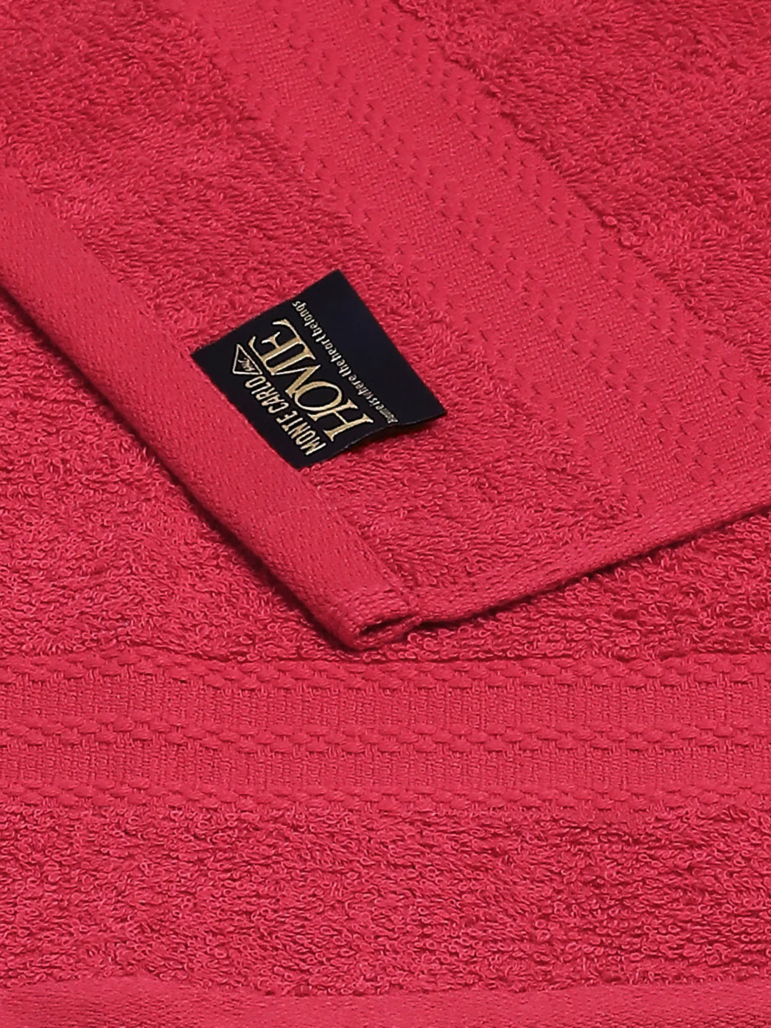 Dark Red Cotton Solid 380 GSM 2 Bath Towel & 2 Hand Towel - Image 3