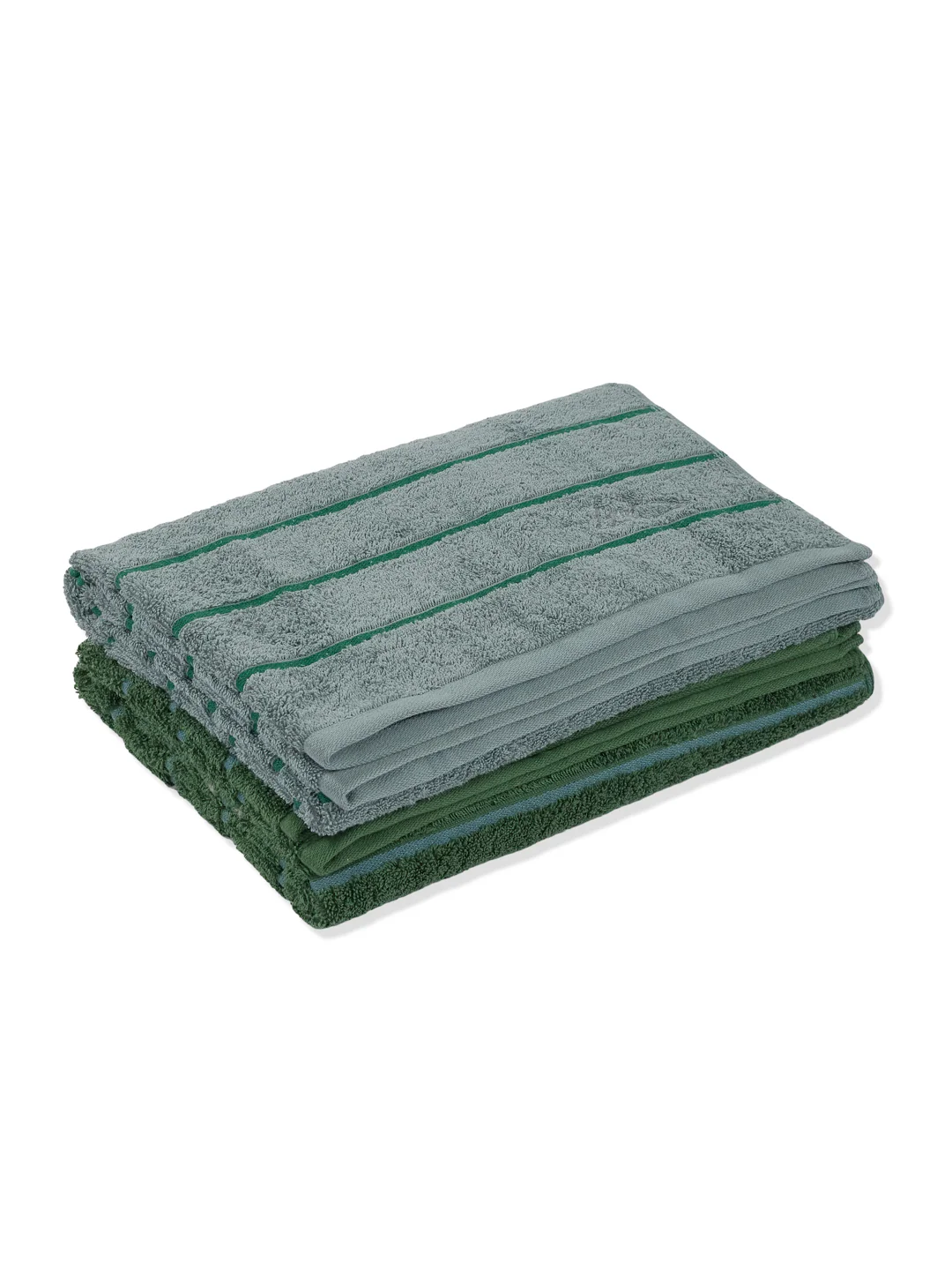 Dusty Blue & Green 100% Cotton Solid 480 GSM Bath Towel King & Queen 2 Pc Set Gifting Box Pack - Image 4
