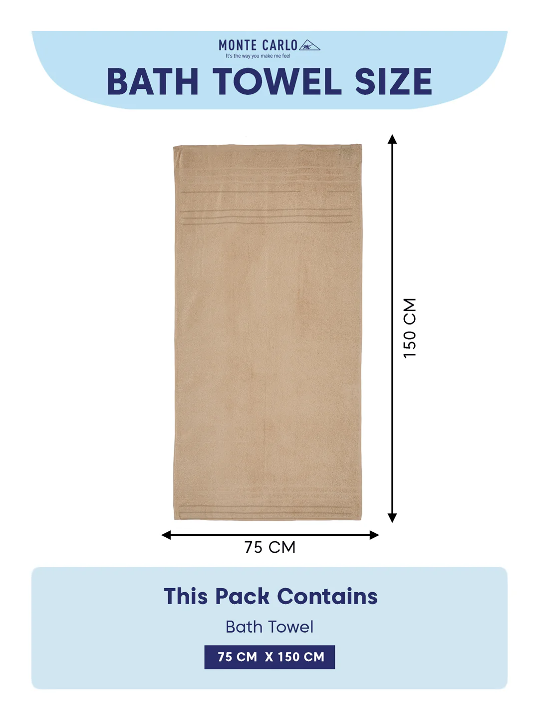 Essential Beige 100% Cotton Solid 340 GSM Bath Towel Soho 1 Pc Pvc Pack - Image 8