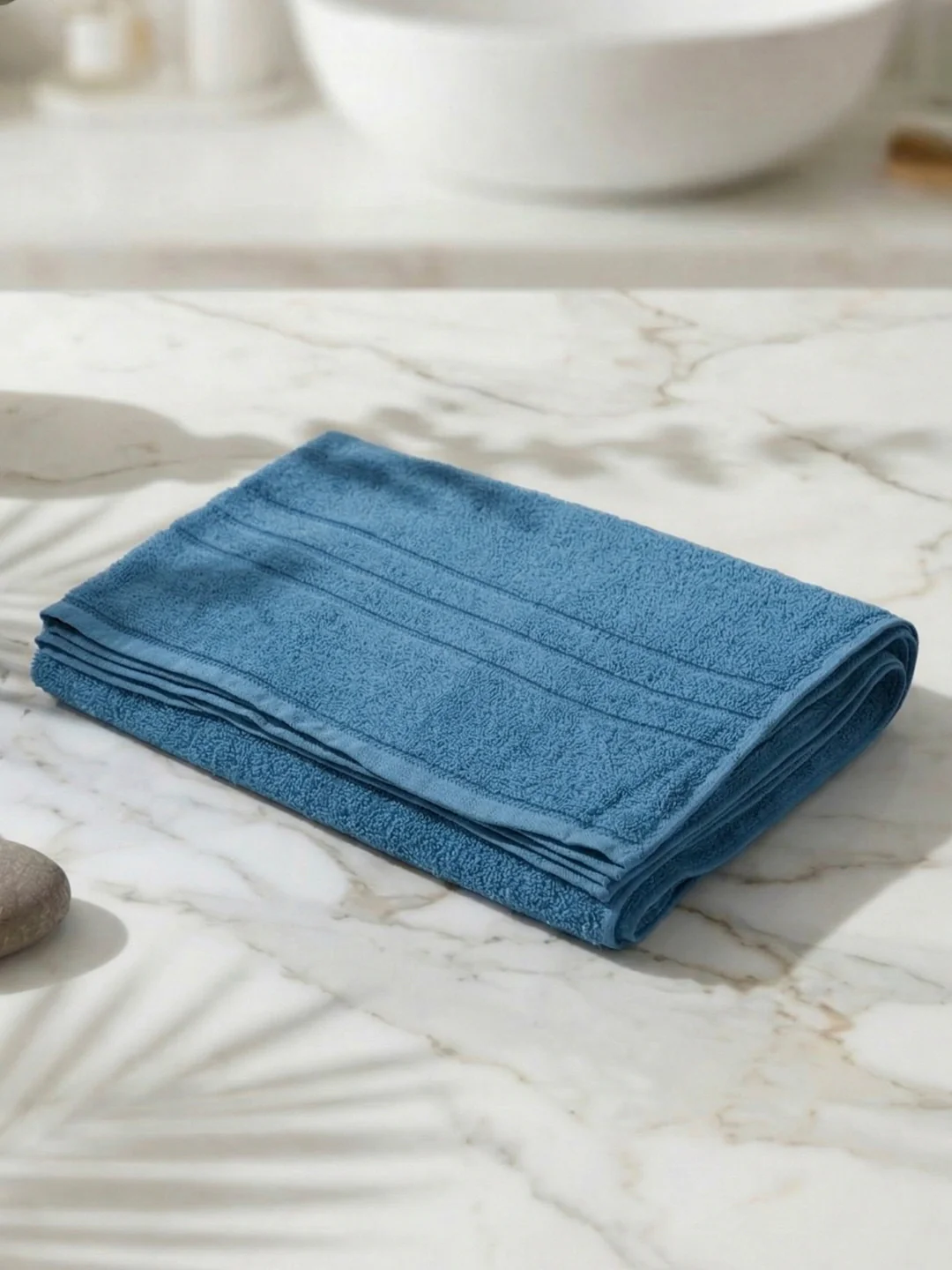 Essential Blue 100% Cotton Solid 340 GSM Bath Towel Soho 1 Pc Pvc Pack - Image 2