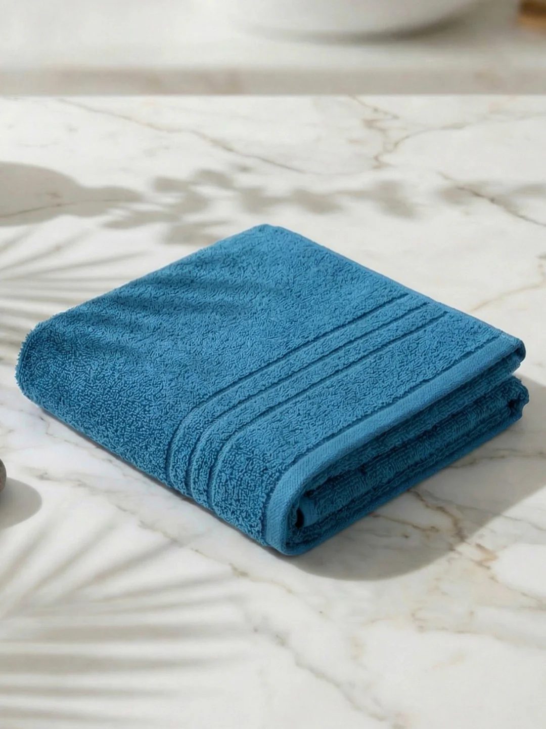 Essential Blue 100% Cotton Solid 340 GSM Bath Towel Soho Small 1 Pc Pvc Pack - Image 2