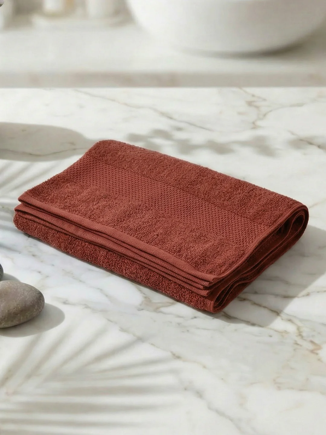 Essential Brick Red 100% Cotton Solid 380 GSM Bath Towel Super Charm 1 Pc Pvc Pack - Image 2