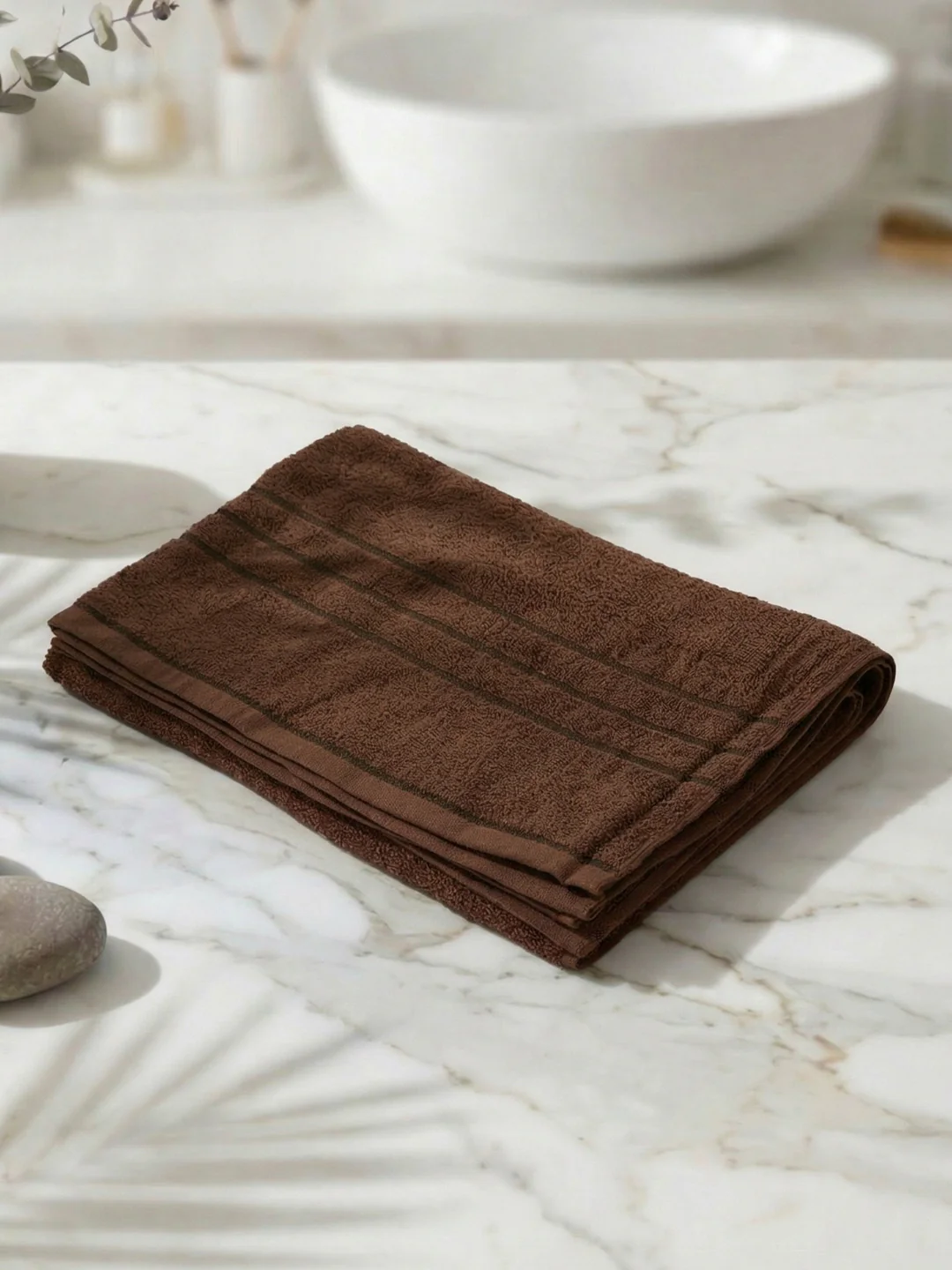 Essential Dark Brown 100% Cotton Solid 340 GSM Bath Towel Soho 1 Pc Pvc Pack - Image 2