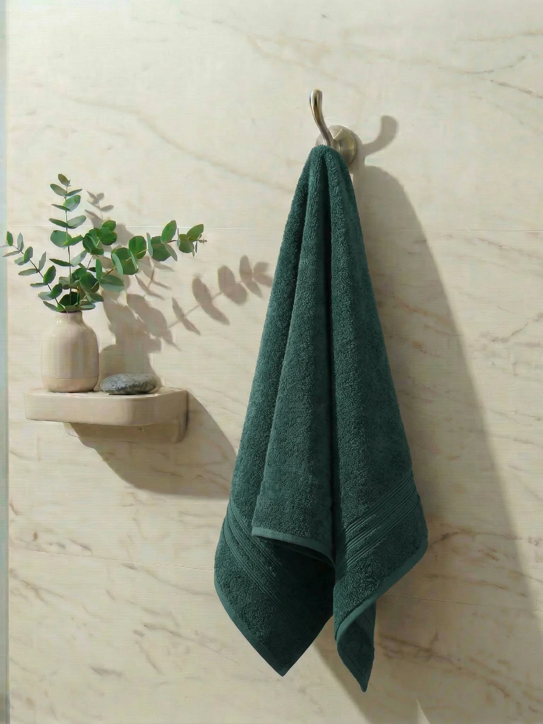 Essential Green 100% Cotton Solid 340 GSM Bath Towel Soho Small 1 Pc Pvc Pack