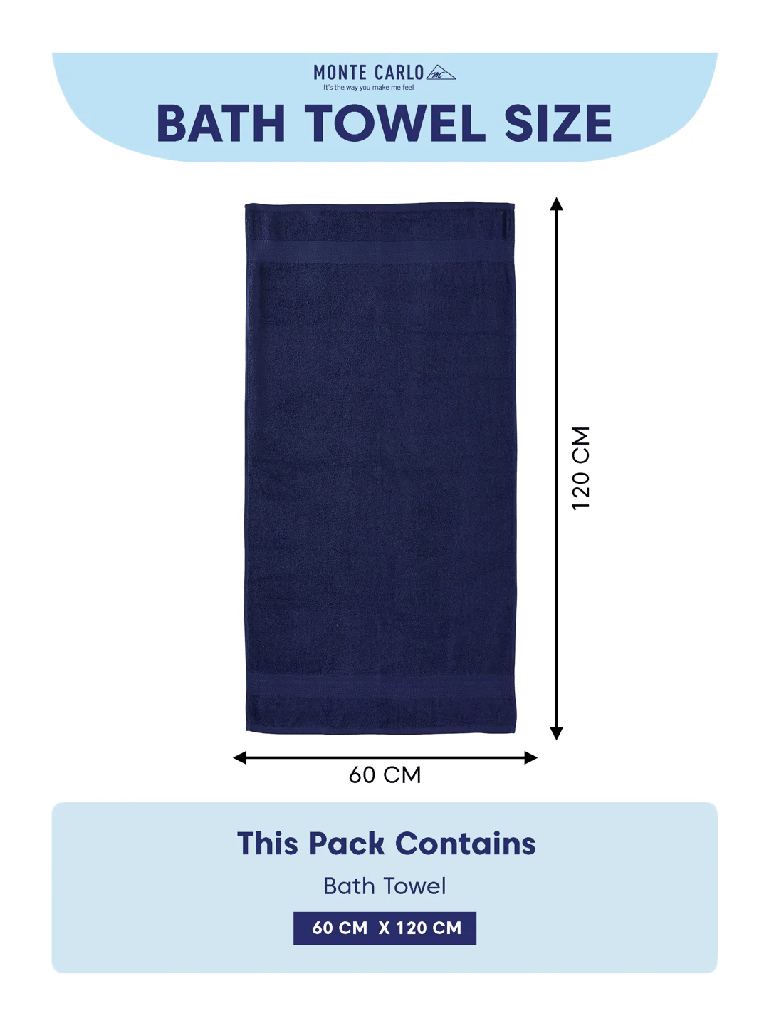 Essential Insignia Blue 100% Cotton Solid 380 GSM Bath Towel Jazz Small 1 Pc Pvc Pack - Image 8