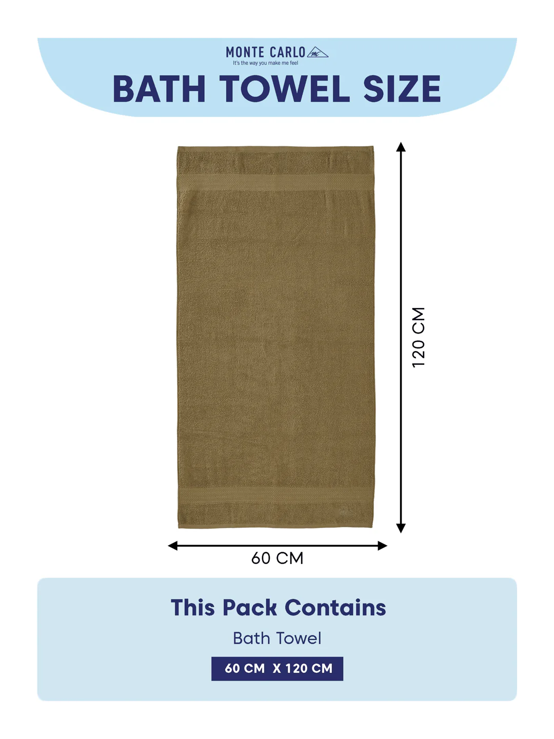 Essential Khaki 100% Cotton Solid 380 GSM Bath Towel Jazz Small 1 Pc Pvc Pack - Image 8