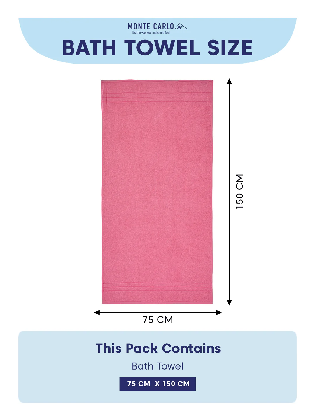 Essential Pink 100% Cotton Solid 340 GSM Bath Towel Soho 1 Pc Pvc Pack - Image 8