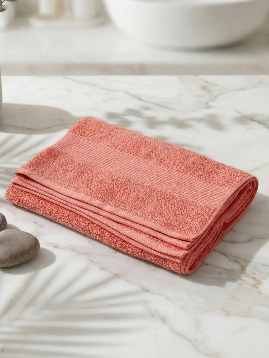 Essential Pink 100% Cotton Solid 380 GSM Bath Towel Super Charm 1 Pc Pvc Pack - Image 2