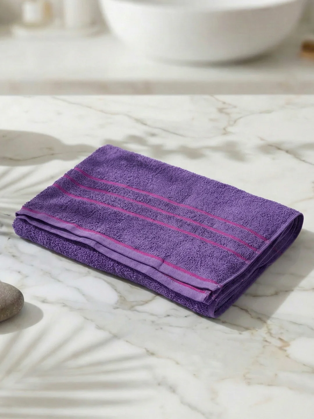 Essential Purple 100% Cotton Solid 340 GSM Bath Towel Soho 1 Pc Pvc Pack - Image 2