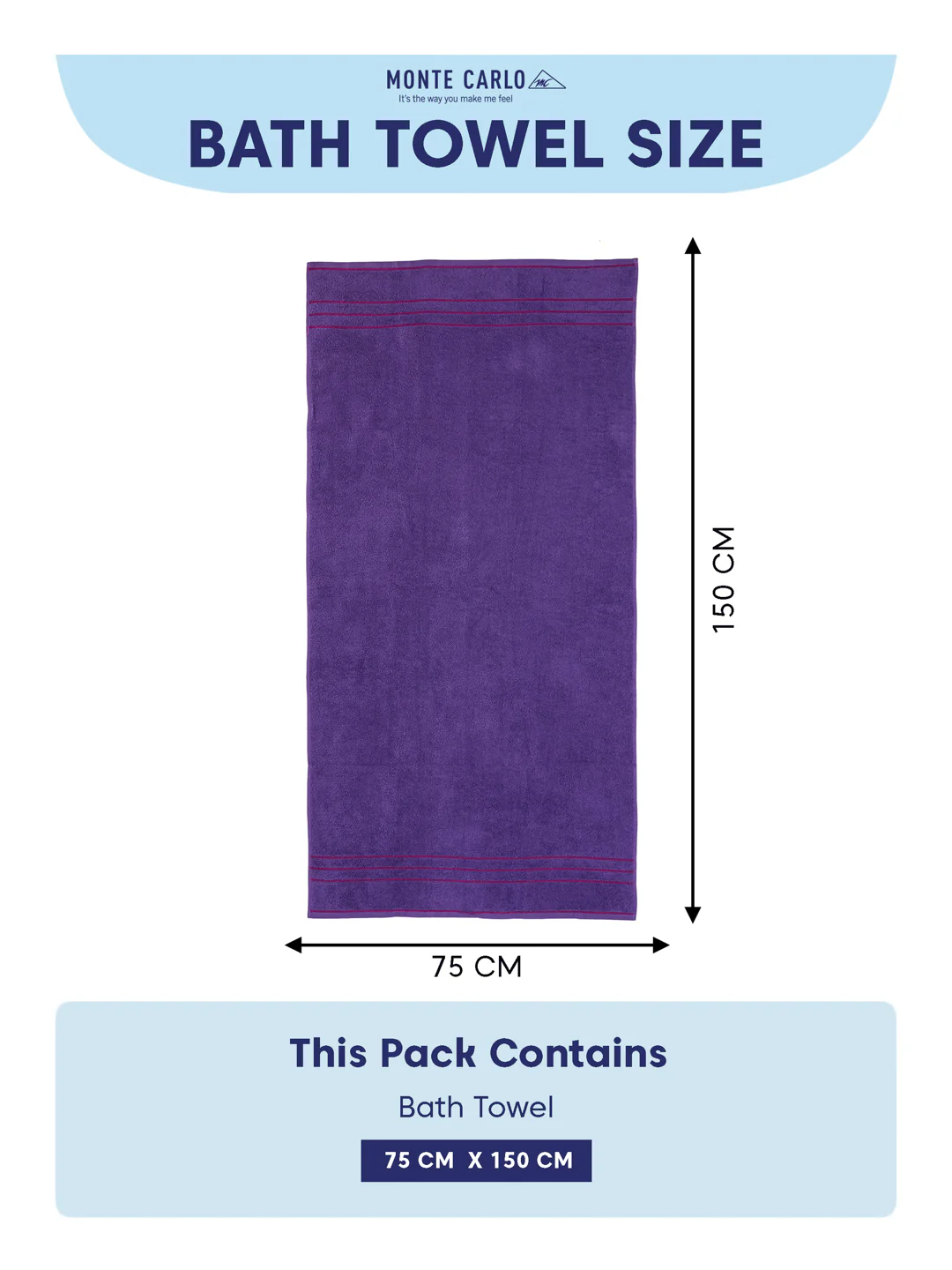 Essential Purple 100% Cotton Solid 340 GSM Bath Towel Soho 1 Pc Pvc Pack - Image 8