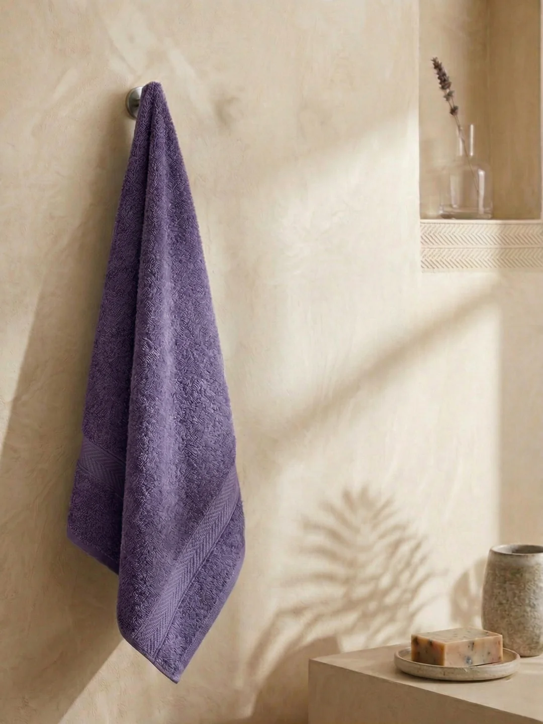 Essential Purple 100% Cotton Solid 400 GSM Bath Towel Jasper 1 Pc Pvc Pack
