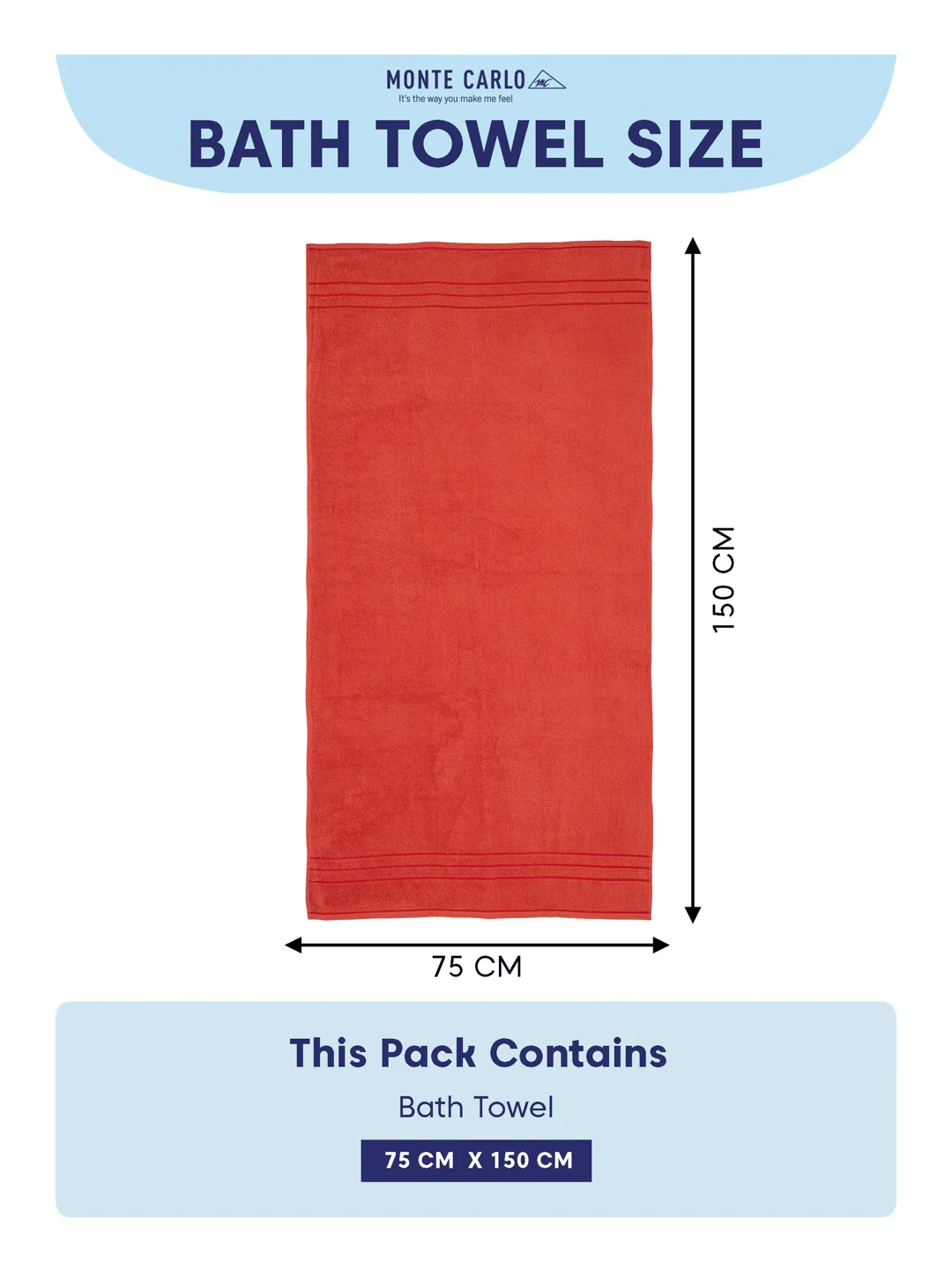 Essential Red 100% Cotton Solid 340 GSM Bath Towel Soho 1 Pc Pvc Pack - Image 8
