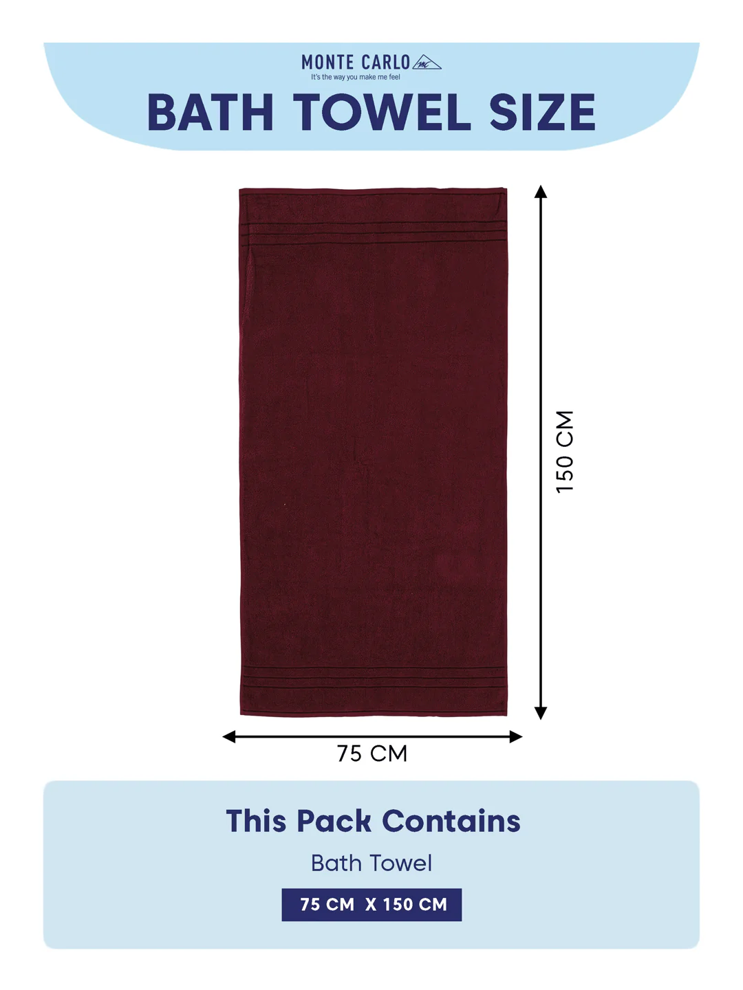 Essential Red 100% Cotton Solid 340 GSM Bath Towel Soho 1 Pc Pvc Pack - Image 8