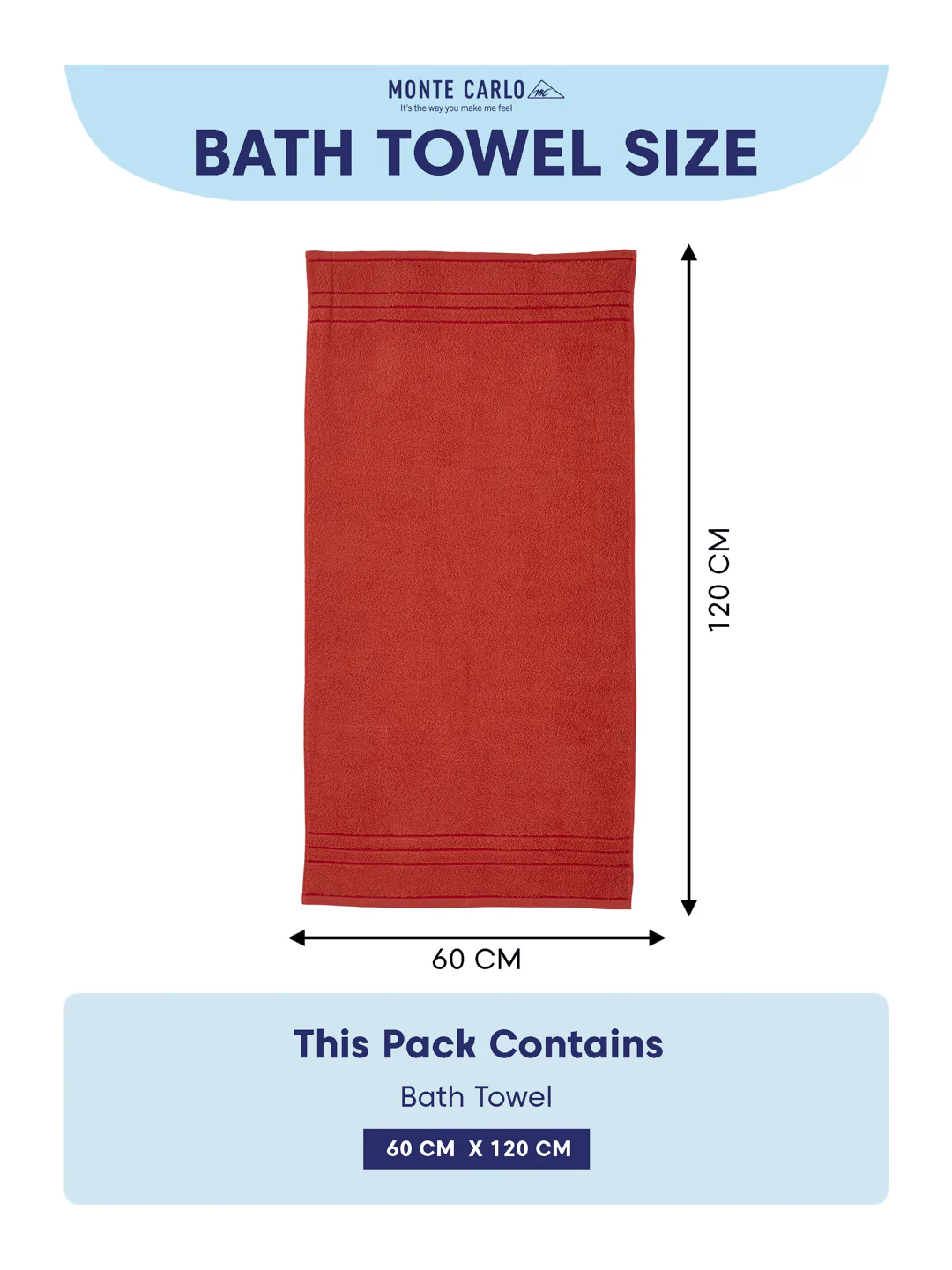 Essential Red 100% Cotton Solid 340 GSM Bath Towel Soho Small 1 Pc Pvc Pack - Image 8