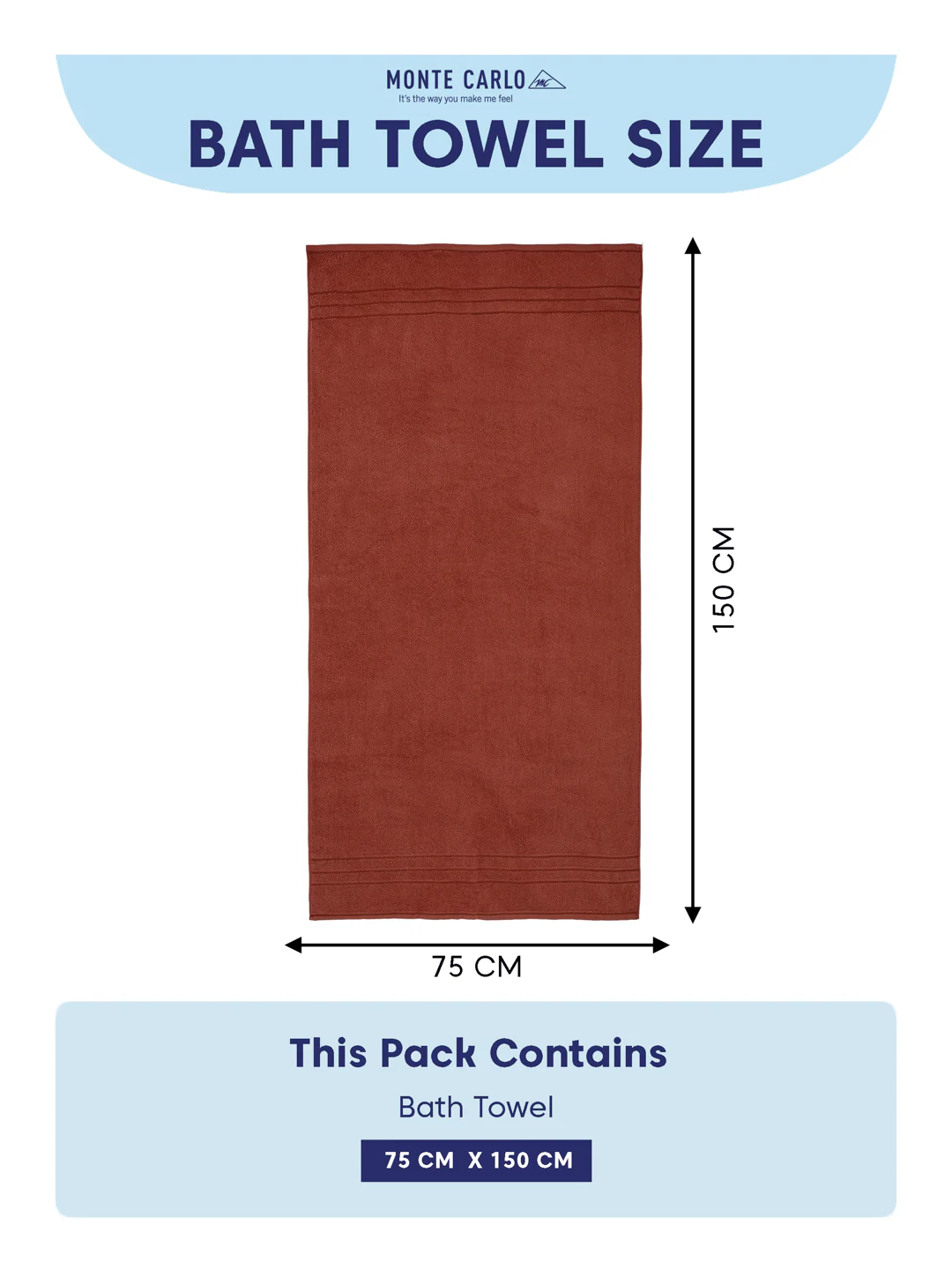 Essential Rust 100% Cotton Solid 340 GSM Bath Towel Soho 1 Pc Pvc Pack - Image 8