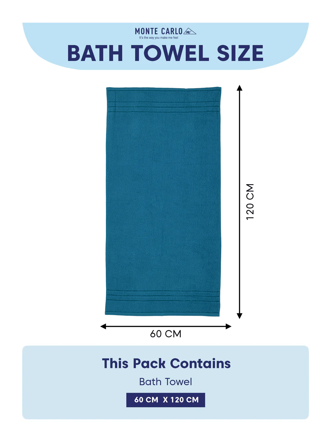 Essential Turquoise Blue 100% Cotton Solid 340 GSM Bath Towel Soho Small 1 Pc Pvc Pack - Image 8