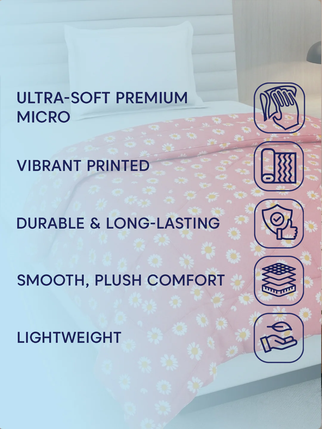Floral Print Single Bed 3 Ply 105 GSM Comforter Timeless Collection Weight 950 g - Image 8