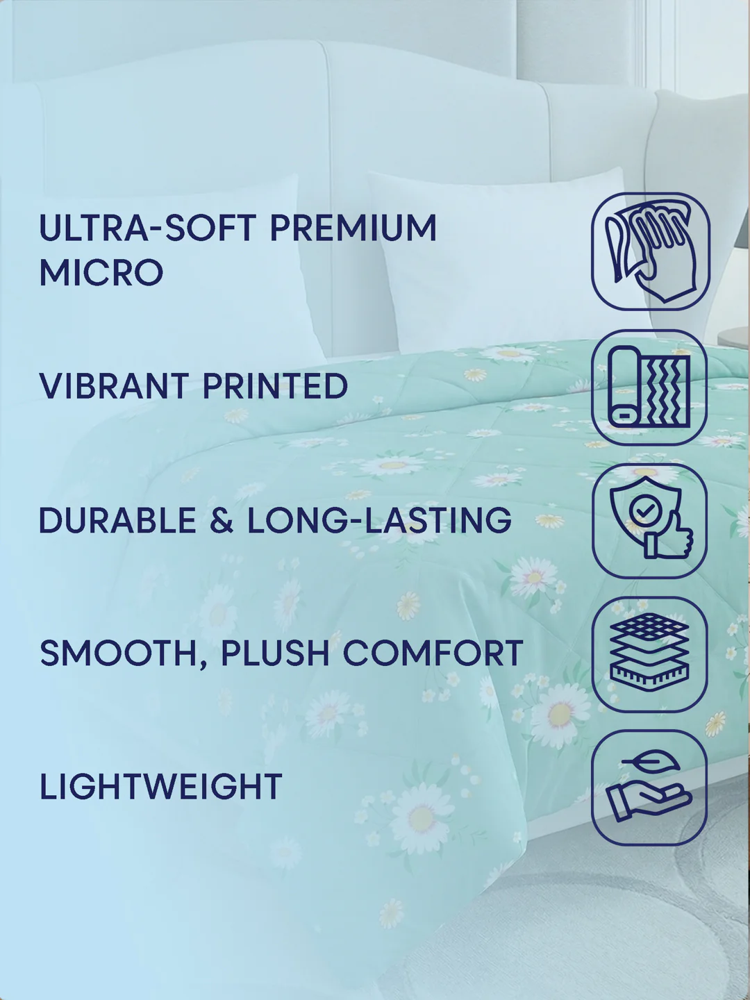 Floral Print Single Bed 3 Ply 105 GSM Comforter Timeless Collection Weight 950 g - Image 8