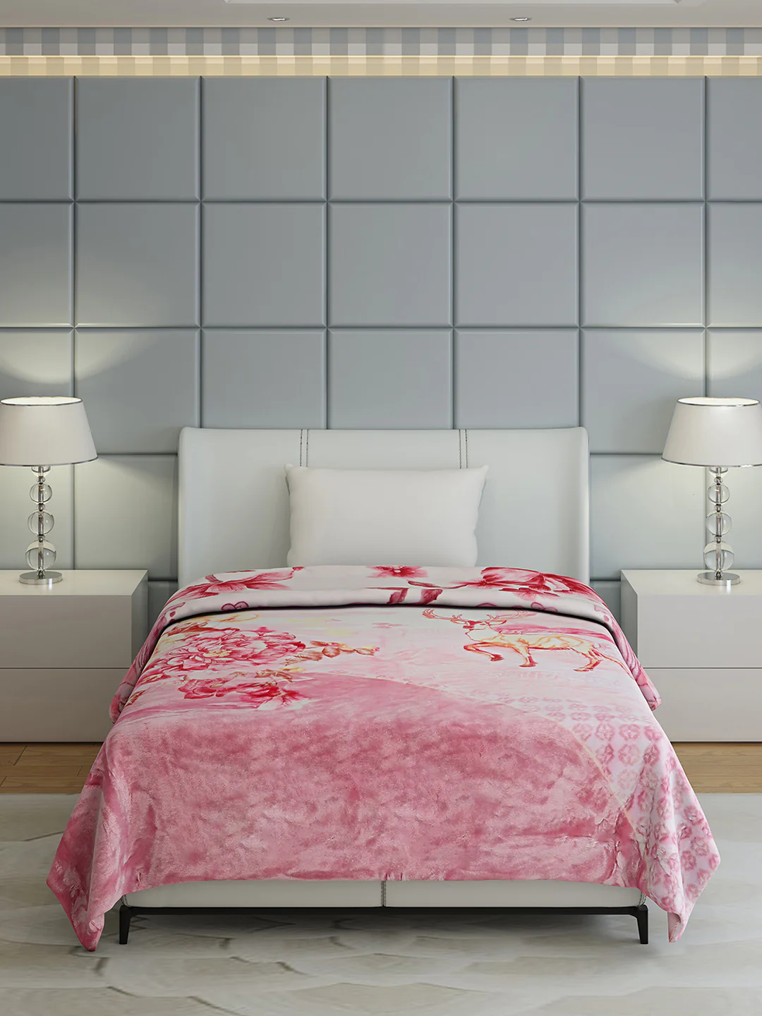 Floral Print Single Bed 852 GSM Blanket for Heavy Winter -2 Ply (Weight 3 kg) - Image 2