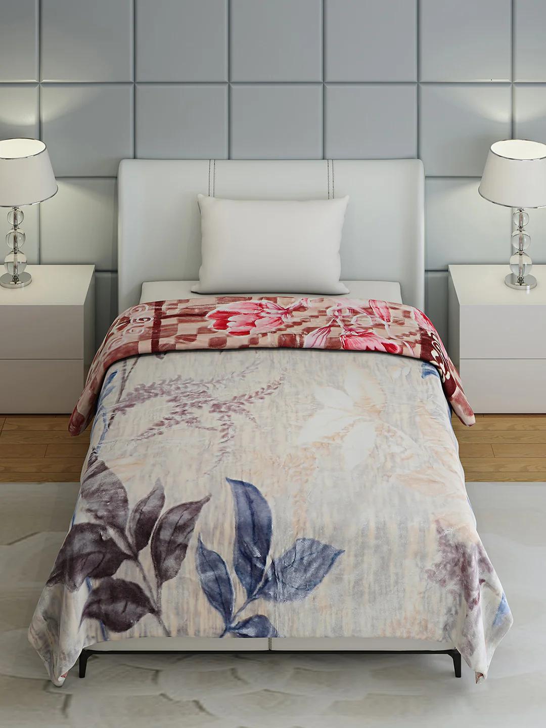 Floral Print Single Bed 852 GSM Blanket for Heavy Winter -2 Ply (Weight 3 kg) - Image 3
