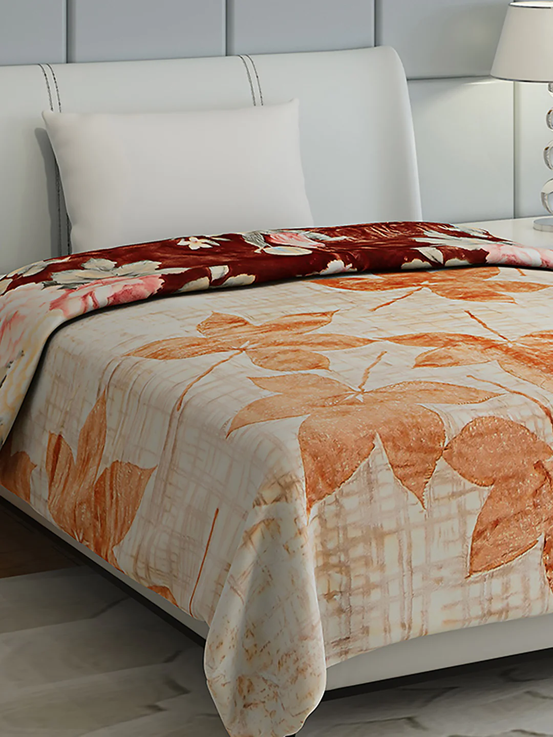 Floral Print Single Bed 852 GSM Blanket for Heavy Winter -2 Ply (Weight 3 kg) - Image 6