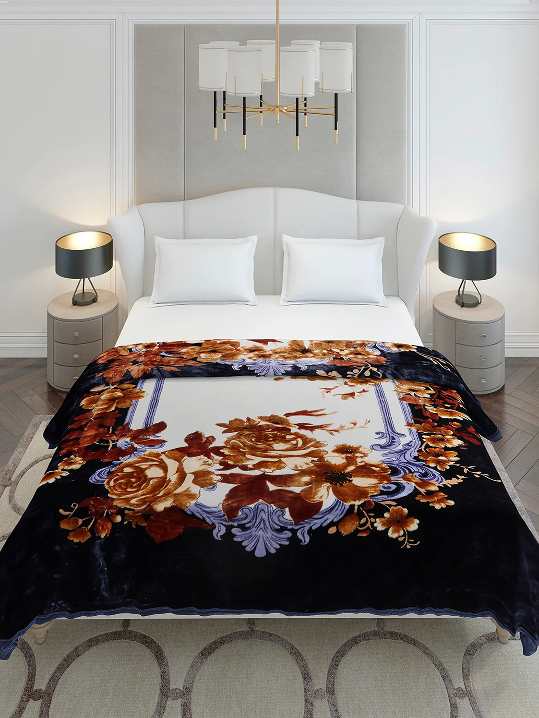 Floral Printed Double Bed 2 Ply, 947 GSM Blanket for Heavy Winter - (Bandhan) with Fragrance - Image 3