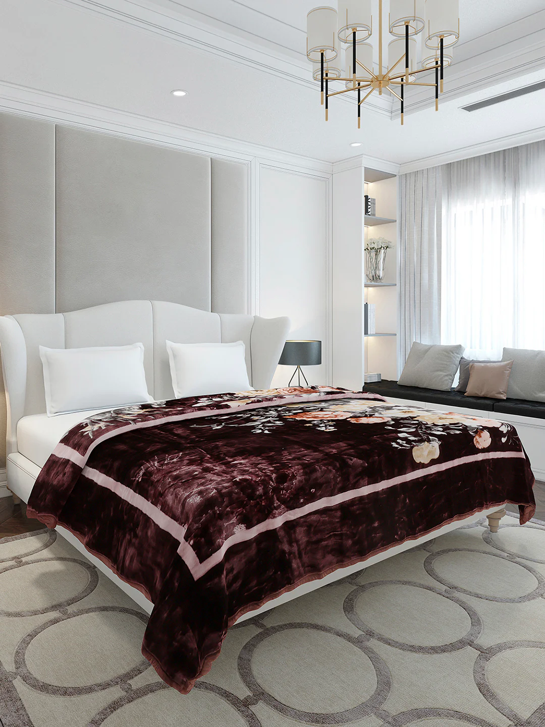 Floral Printed Double Bed 2 Ply, 947 GSM Blanket for Heavy Winter - (Bandhan) with Fragrance - Image 4