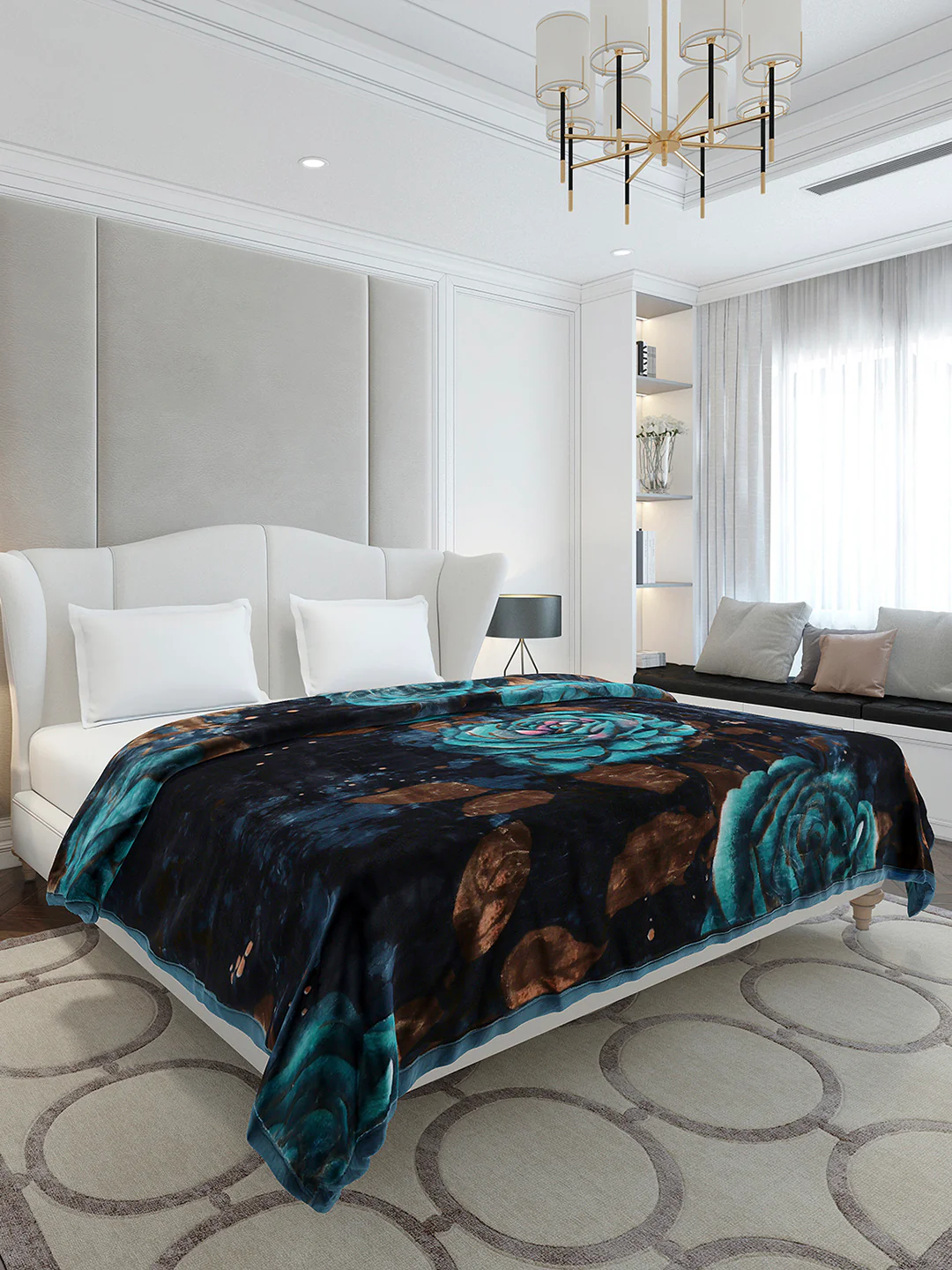 Floral Printed Double Bed 2 Ply, 947 GSM Blanket for Heavy Winter - (Bandhan) with Fragrance - Image 4