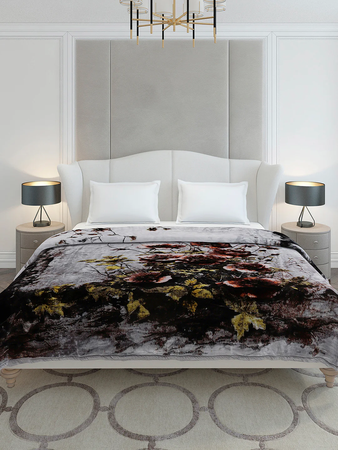 Floral Printed Double Bed 2 Ply, 947 GSM Blanket for Heavy Winter - (Bandhan) with Fragrance - Image 2