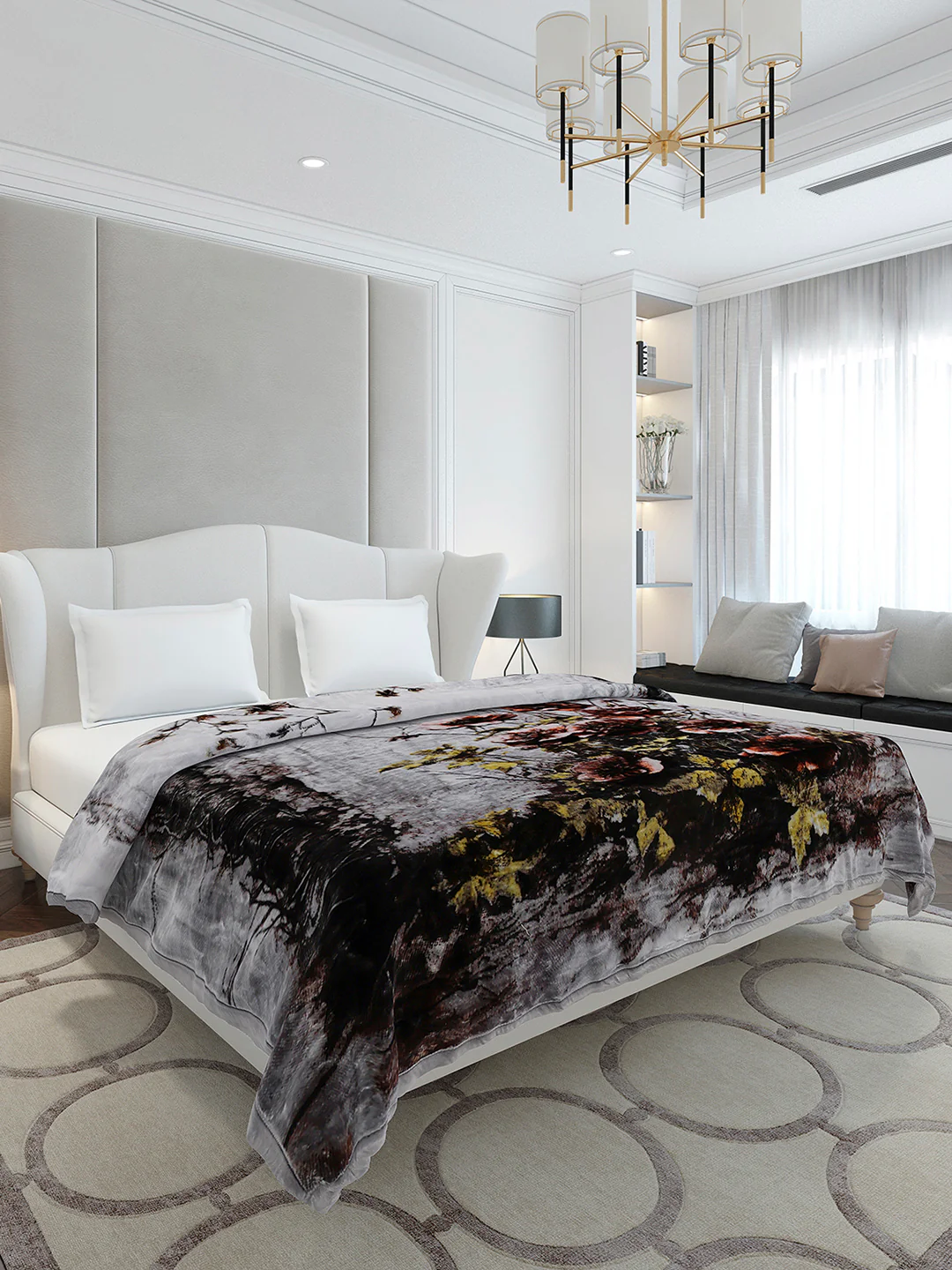 Floral Printed Double Bed 2 Ply, 947 GSM Blanket for Heavy Winter - (Bandhan) with Fragrance - Image 4
