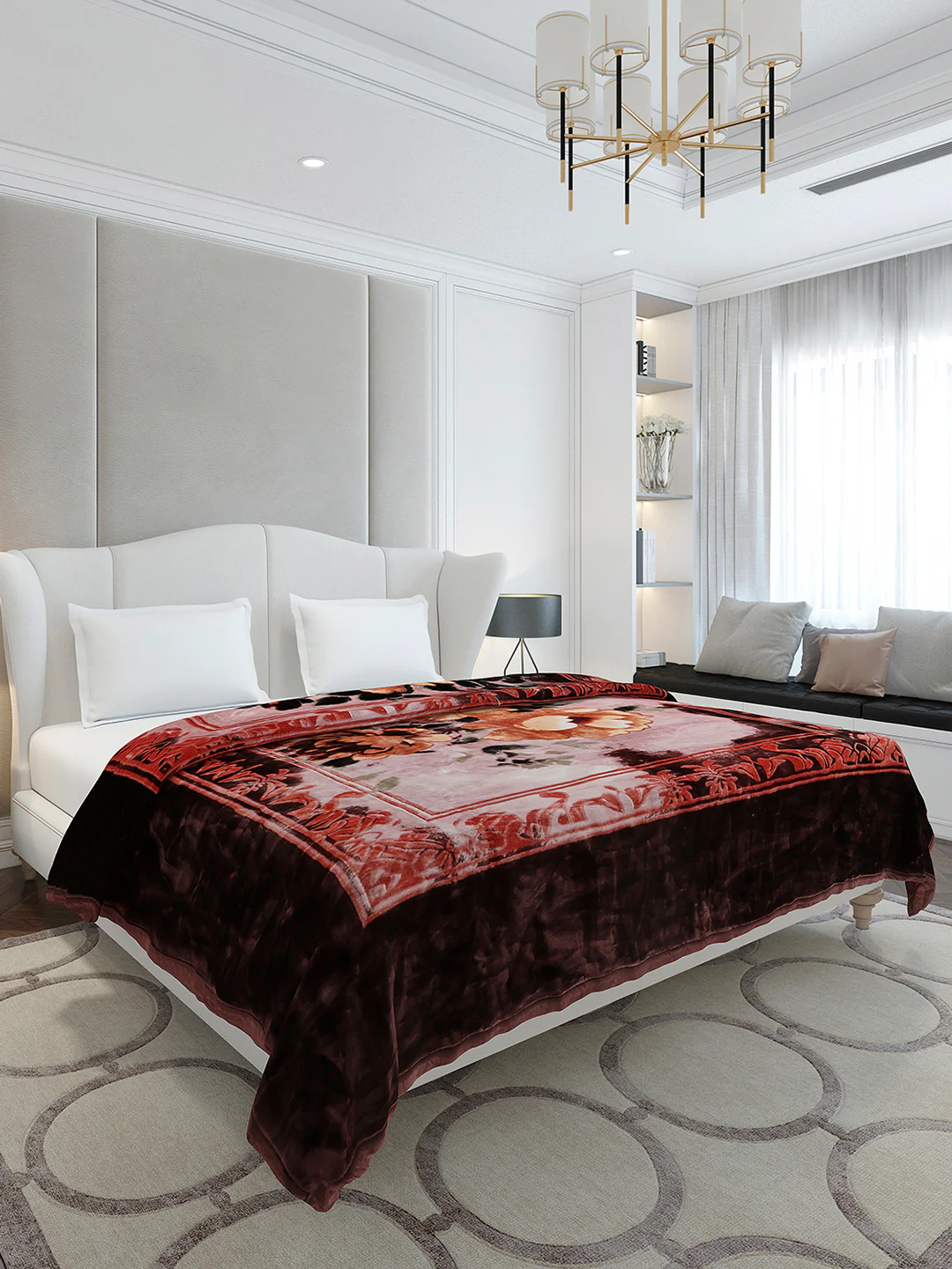 Floral Printed Double Bed 2 Ply, 947 GSM Blanket for Heavy Winter - (Bandhan) with Fragrance - Image 4