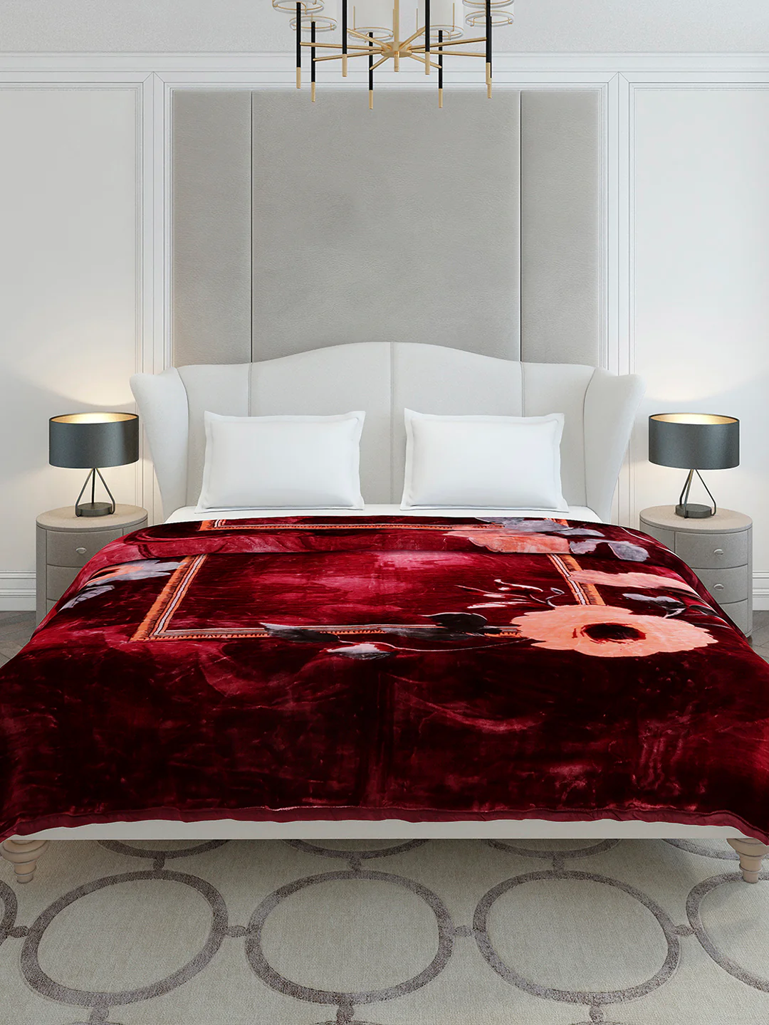 Floral Printed Double Bed 2 Ply, 947 GSM Blanket for Heavy Winter - (Bandhan) with Fragrance - Image 2