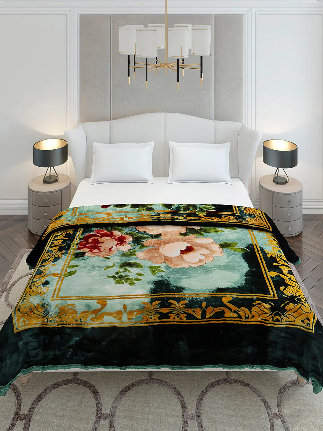 Floral Printed Double Bed 2 Ply, 947 GSM Blanket for Heavy Winter - (Bandhan) with Fragrance - Image 3