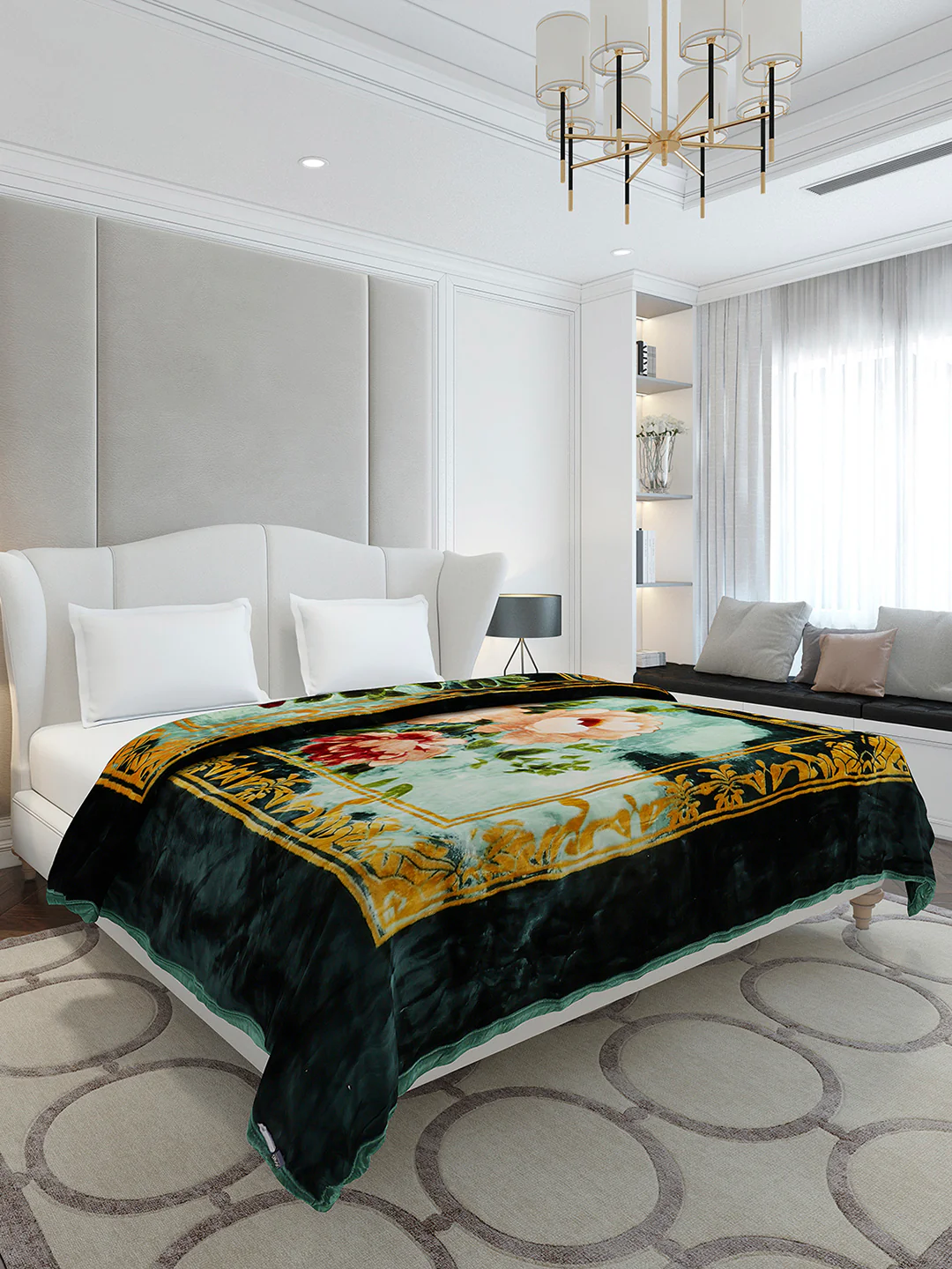 Floral Printed Double Bed 2 Ply, 947 GSM Blanket for Heavy Winter - (Bandhan) with Fragrance - Image 4
