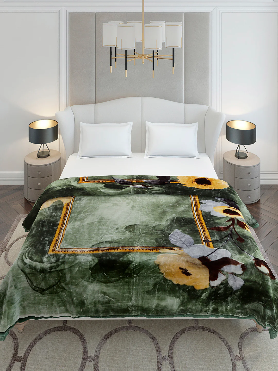 Floral Printed Double Bed 2 Ply, 947 GSM Blanket for Heavy Winter - (Bandhan) with Fragrance - Image 3