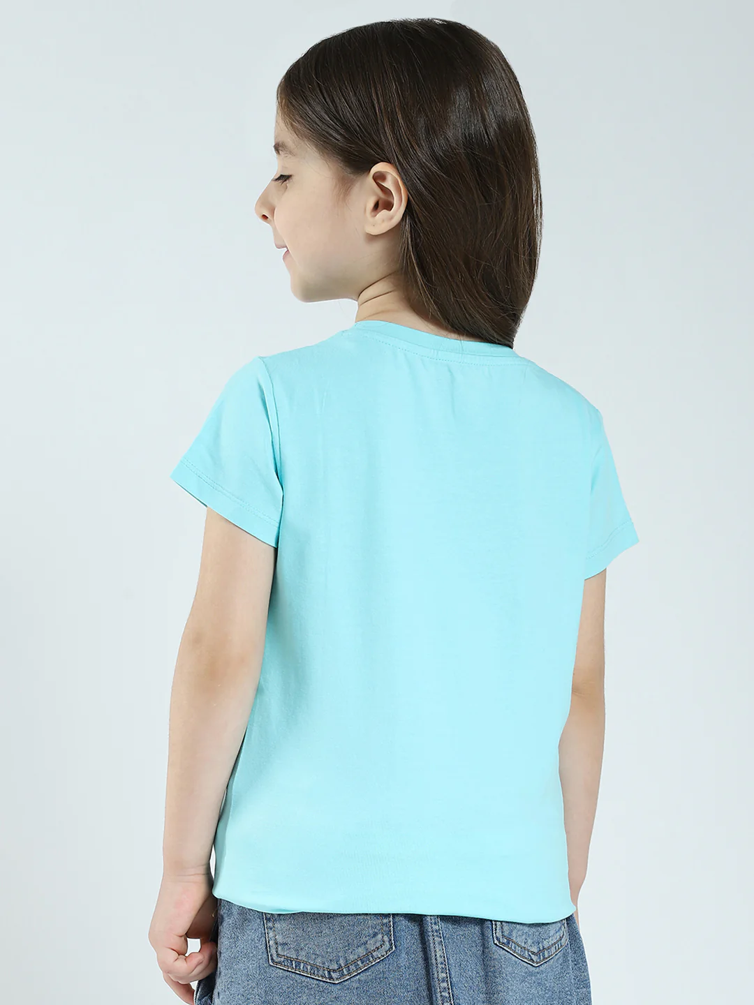 Girls Black & Blue Printed Round Neck Half Sleeve Top 2Pc Set - Image 6