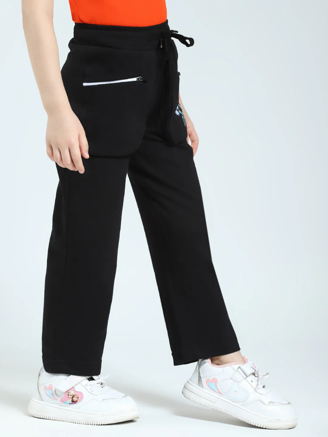 Girls Black Solid Regular Fit Lower - Image 4