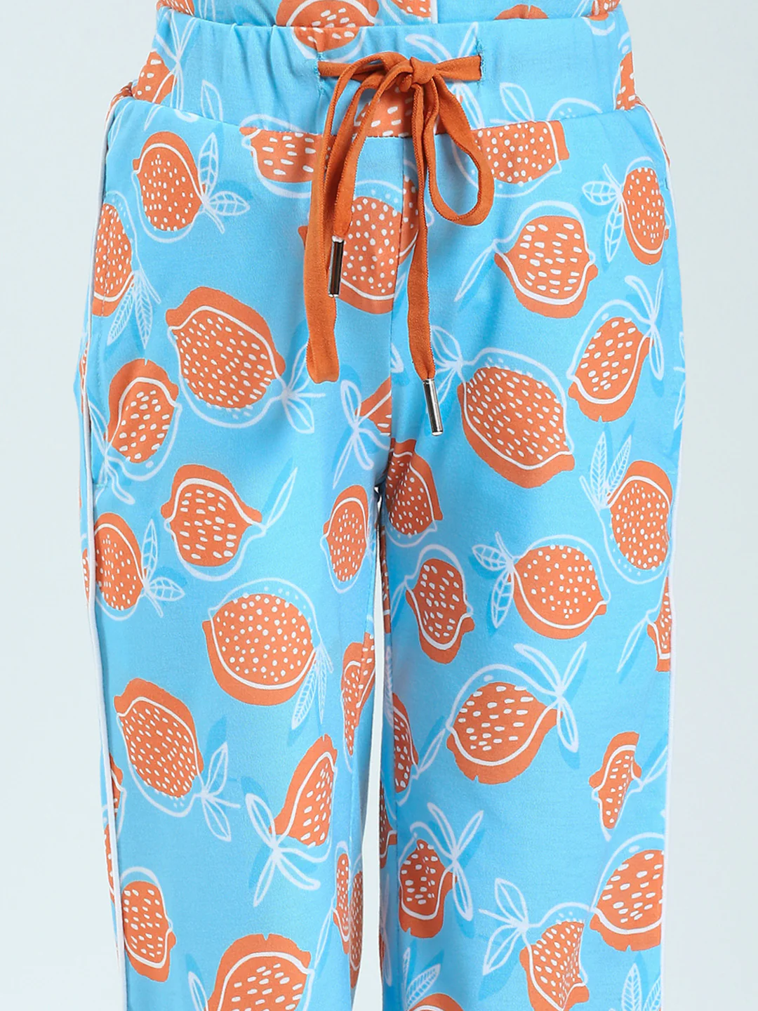 Girls Blue Printed Collar Half Sleeve Lower Set - Image 8