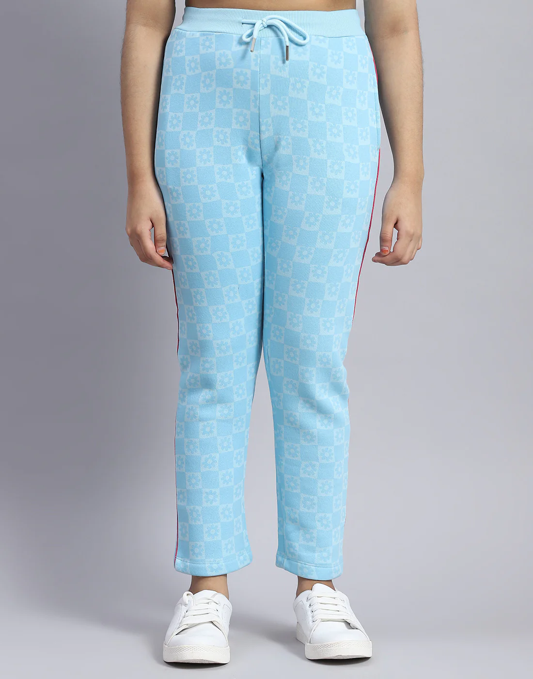 Girls Blue Printed Round Neck Full Sleeve Tracksuit - Image 8