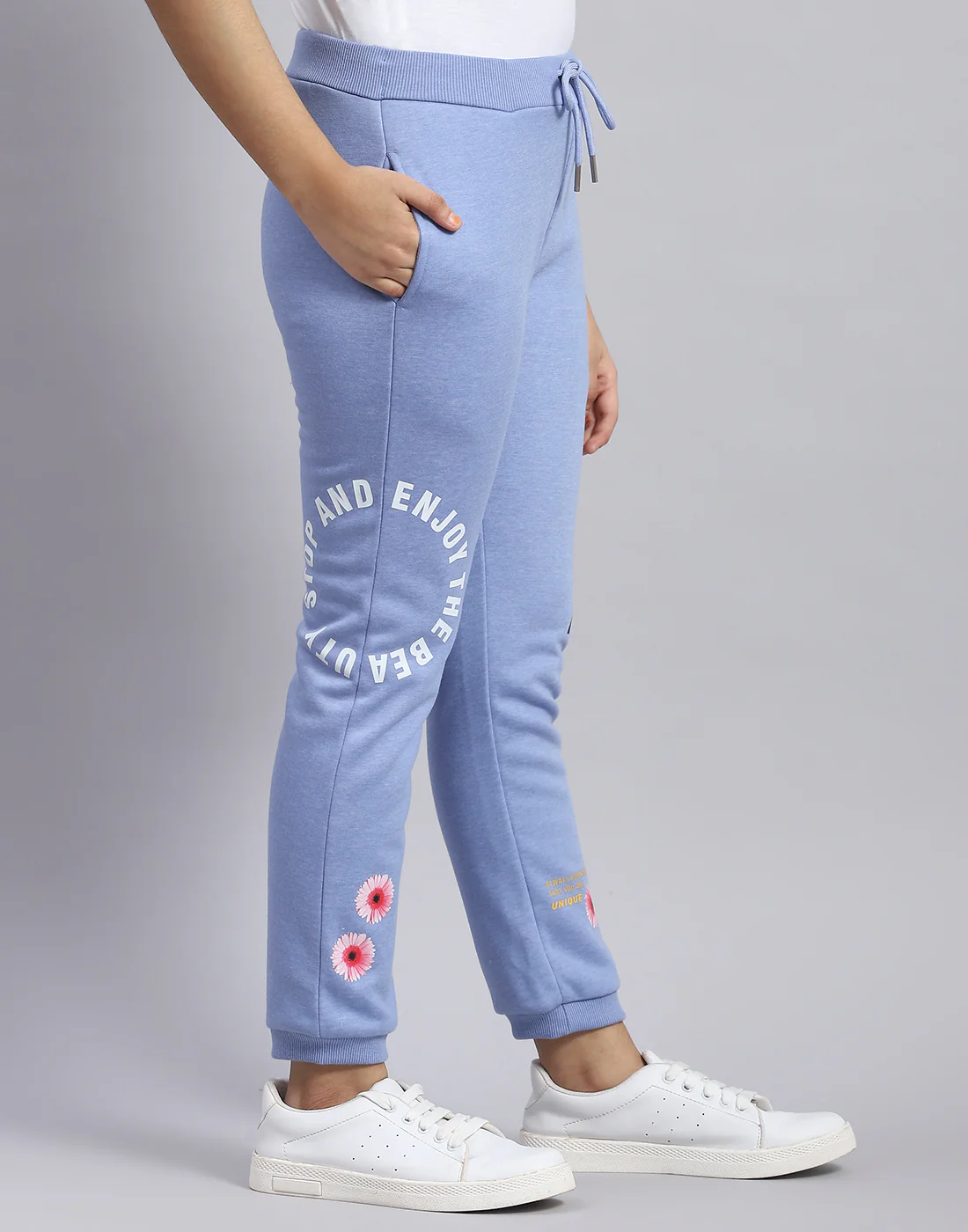 Girls Blue Solid Regular Fit Lower - Image 5