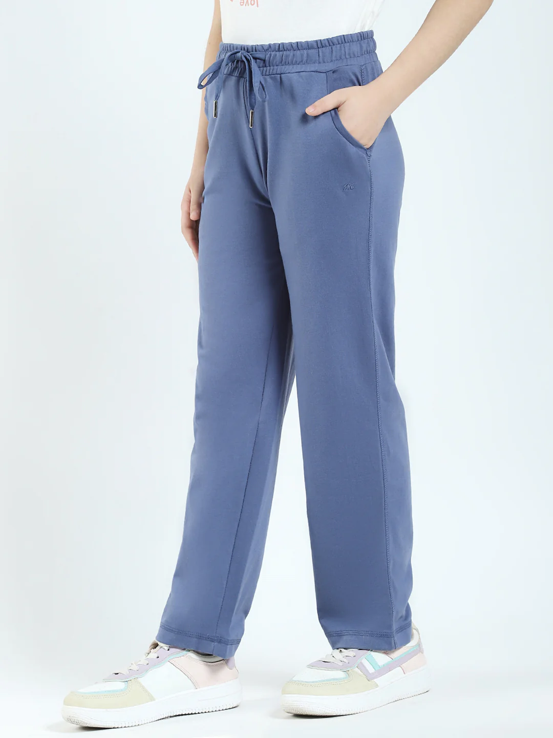 Girls Blue Solid Regular Fit Lower - Image 3