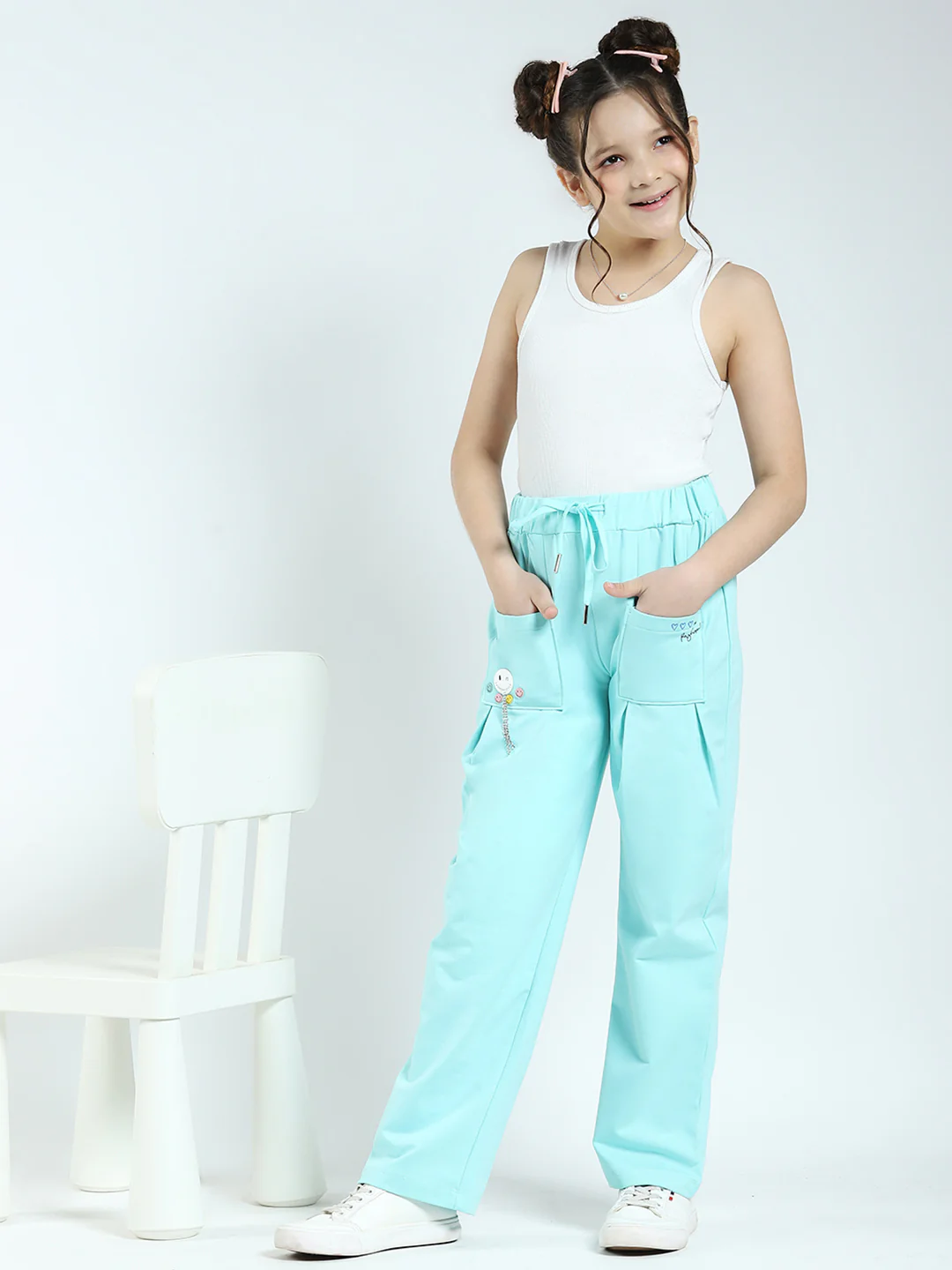 Girls Green Printed Regular Fit Lower - Image 2