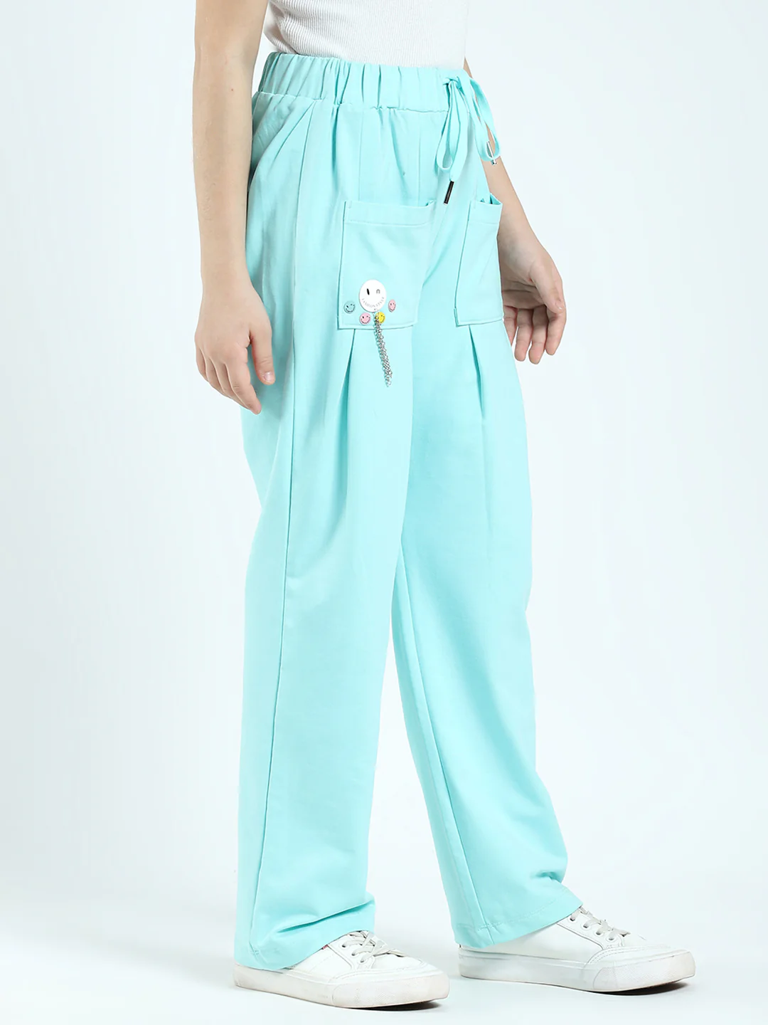 Girls Green Printed Regular Fit Lower - Image 4