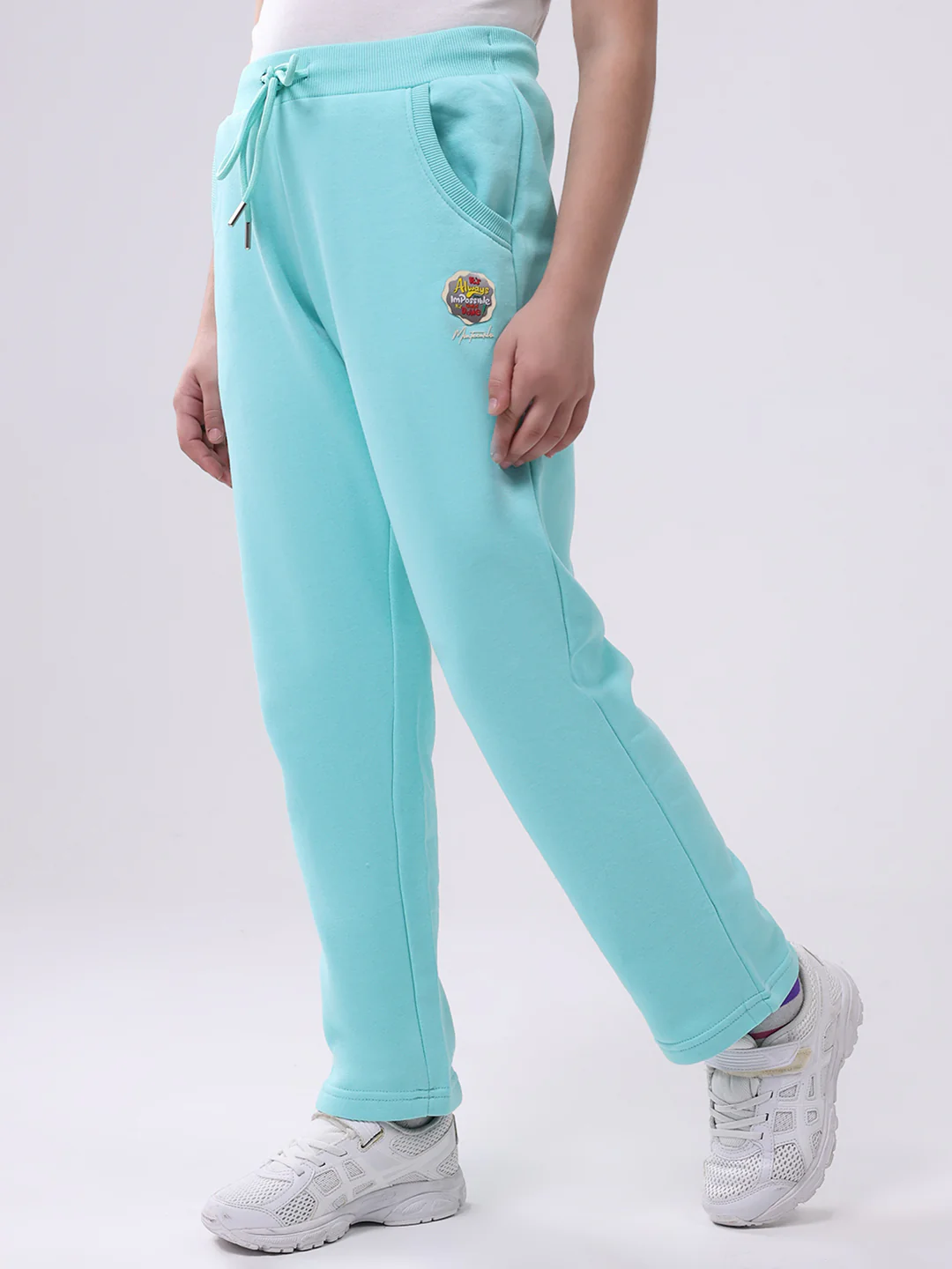 Girls Green Solid Regular Fit Lower - Image 3