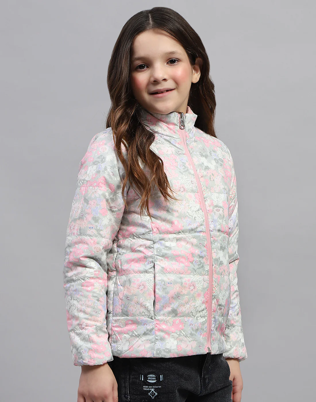Girls Multicolor Solid Mock Neck Full Sleeve Jacket - Image 7