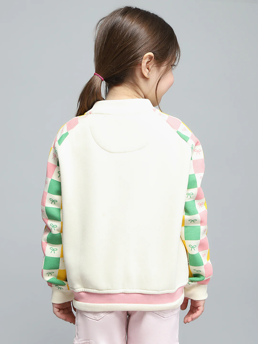 Girls Off White Printed Round Neck Full Sleeve Sweatshirt - Image 5